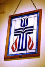 Stained Glass Version of the PCUSA Cross